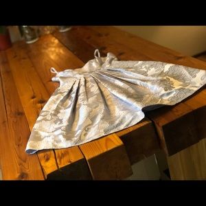 Vintage silver floral prom dress